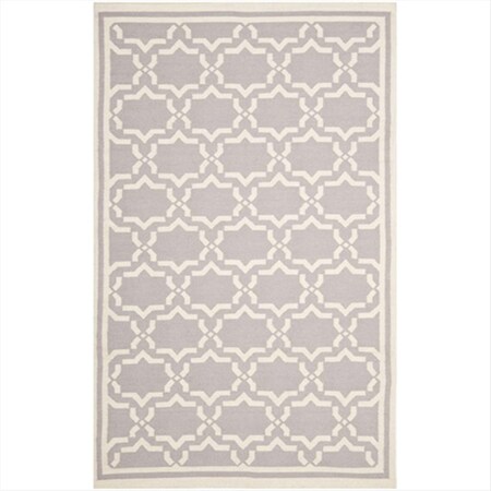 Safavieh 5 Ft. X 8 Ft. Medium Rectangle Contemporary Dhurries- Grey And Ivory- Flatweave Rug DHU545G-5